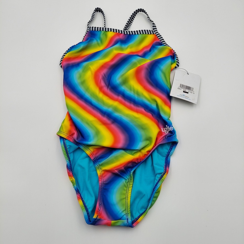 Dolfin Uglies One Piece Swimsuit Womens Size 32 Rainbow NWT DS0510 B08D Swirl